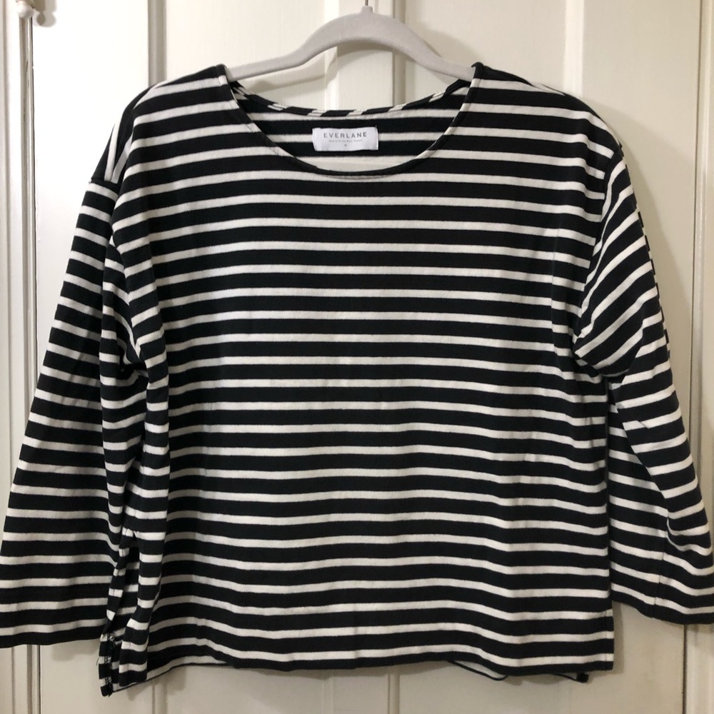 Everlane Modern Breton Tee -Medium Black and White